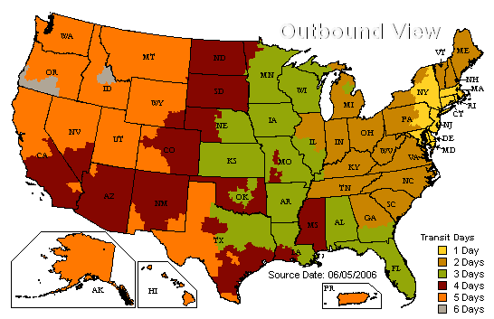 US Time in Transit Map